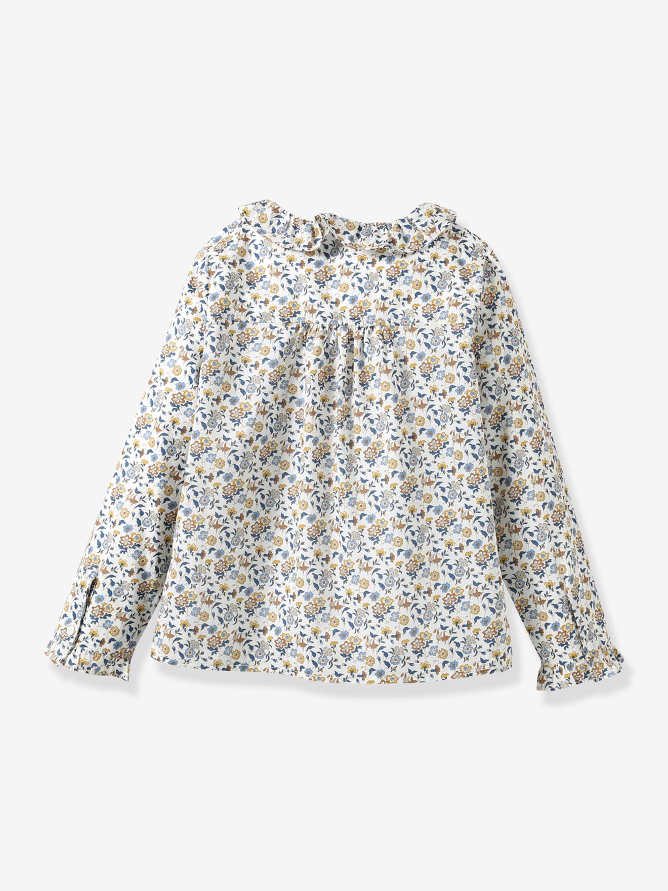 Chemise fille en tissu Liberty® Aisha CYRILLUS bleu imprimé