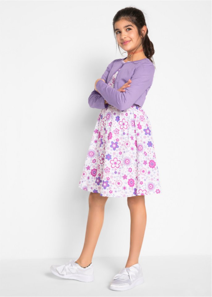 Mädchen Kleid + Gürtel + Bolero (3-tlg. Set)