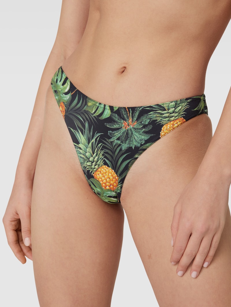 Bikini-Slip mit Allover-Print Modell 'DUCA' in schwarz