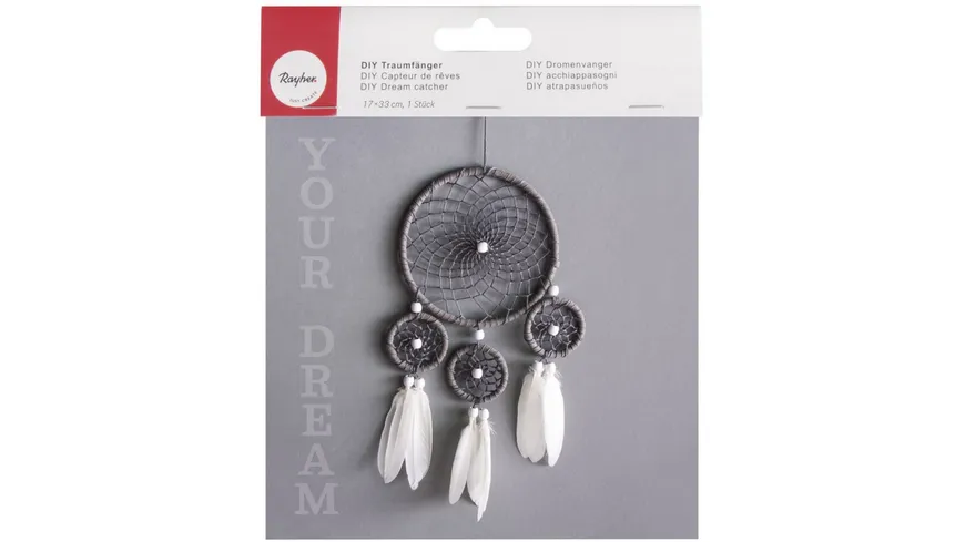 rayher DIY Traumfänger Bastelpackung 17x33cm Weiß/Grau