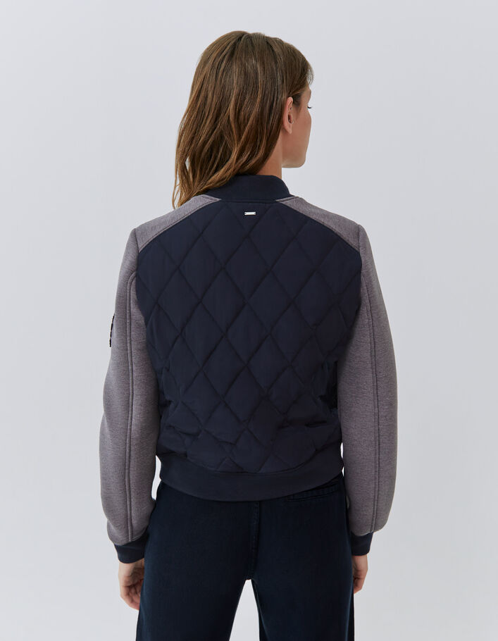 Sous-doudoune marine bi matière esprit teddy Femme