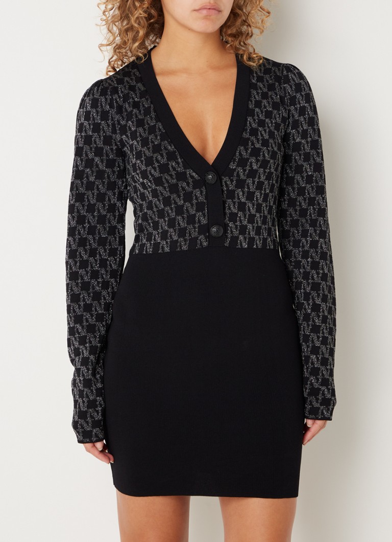 Rochie scurtă NIKKIE Toby din tricot fin cu lurex și logo.