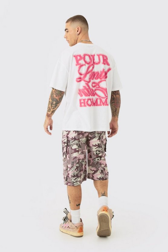 Kastiges Oversize T-Shirt mit Homme Text Print