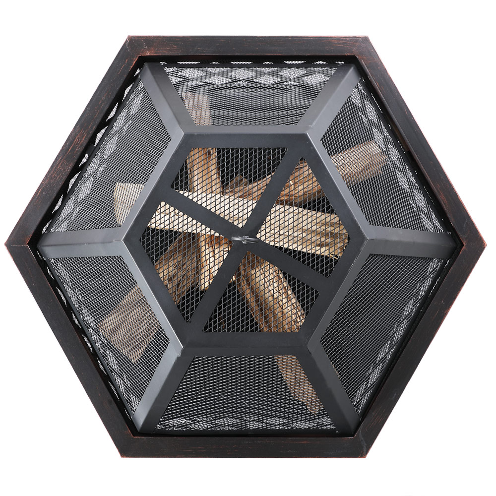 Gardebruk Feuerstelle Feuerkorb sechseckig 70 x 62,5 x 60cm schwarz