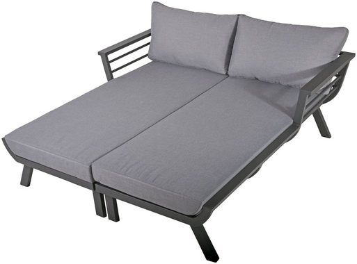 Garden Pleasure Doppelliege DELIA, Set, 2 St., bestehend aus 2 Einzelliegen, mit extragroßer Liegefläche, inklusive Auflagen und Kissen