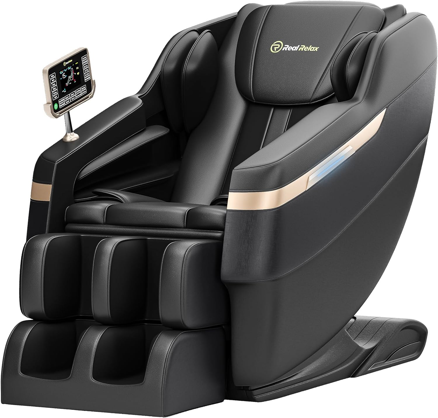 Real Relax 2024 Massage Chair, Full Body Massage Zero Gravity Mode, with Foot Massage, Bluetooth, LCD, Waist Heater, Black