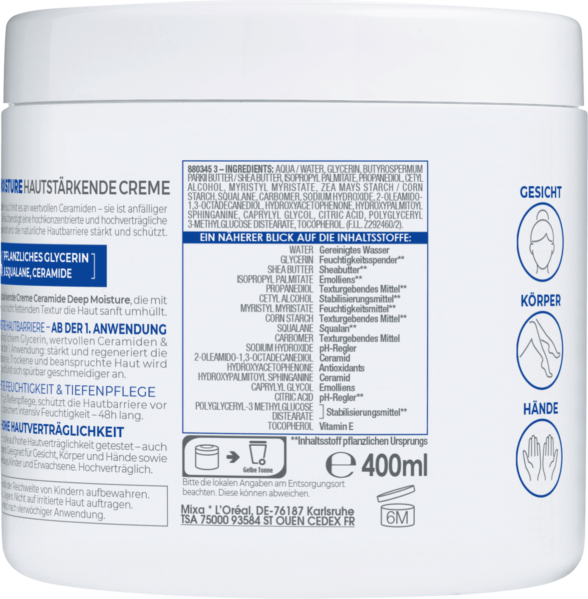 Pflegecreme Ceramide Protect, 400 ml