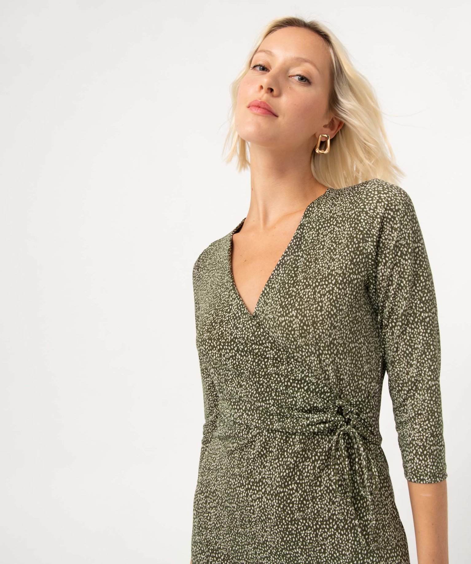 Robe femme imprimée avec haut cache-coeur imprime | GEMO