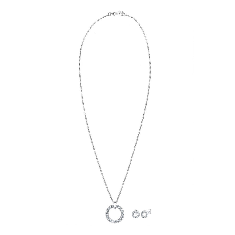 Elli Elli Ensemble de Bijoux Femmes Cercle Pendentif étincelant Géo Set clous d'oreill Bijoux