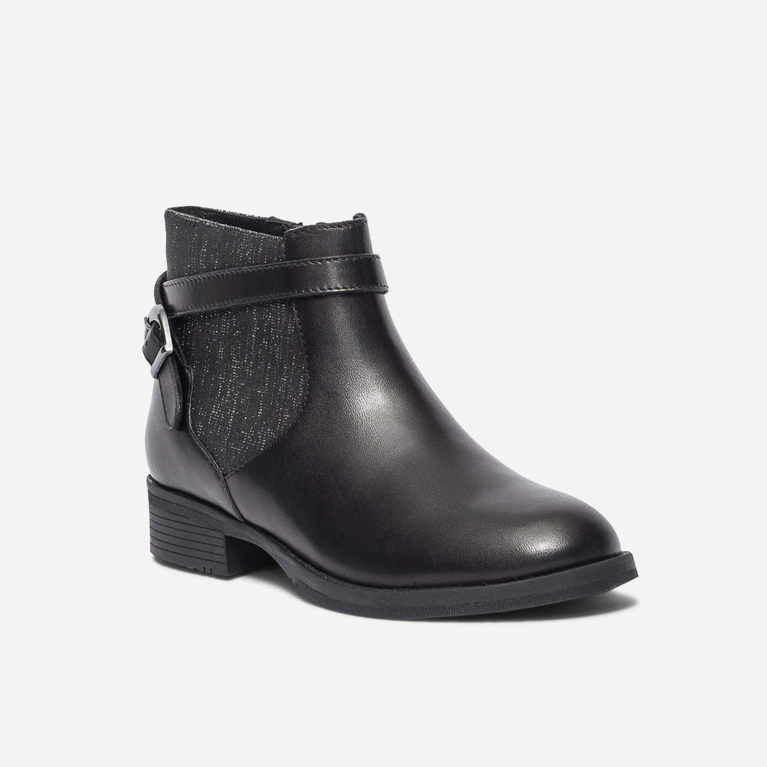 Boots jodhpur noir en cuir à élastique pailleté