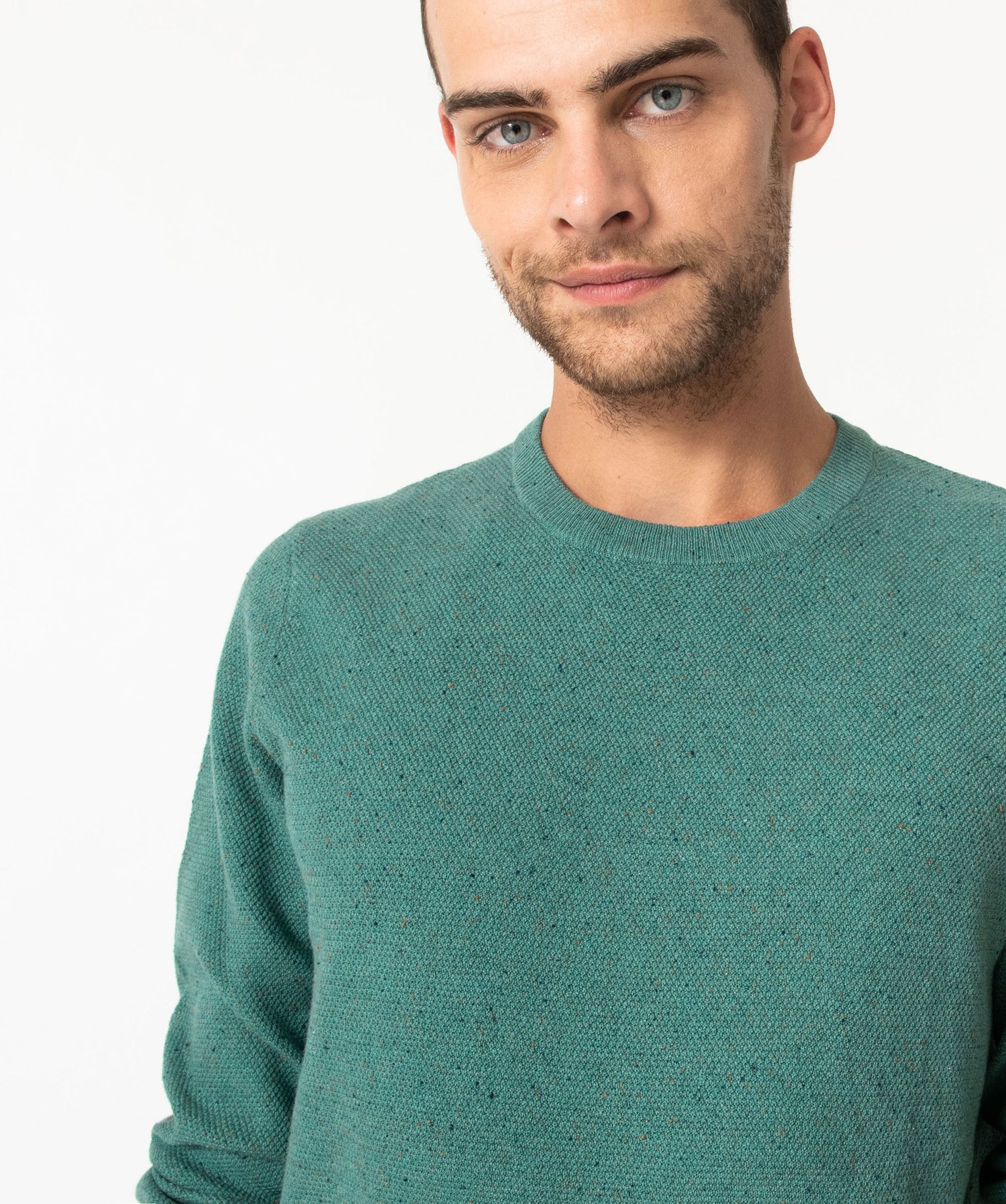 Pull en maille fine mouchetée homme vert | GEMO