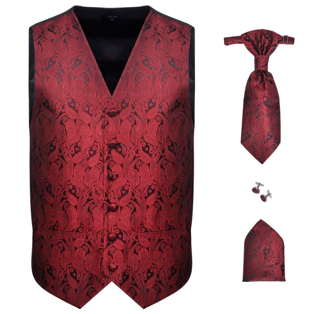 vidaXL Anzug Hochzeitswesten-Set Herren Paisley Größe 52 Burgunderrot