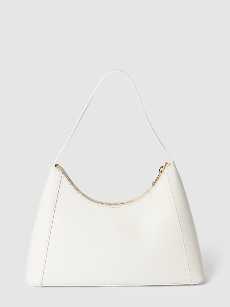 Hobo Bag mit Label-Applikation Modell 'DIAMANTE' in ecru