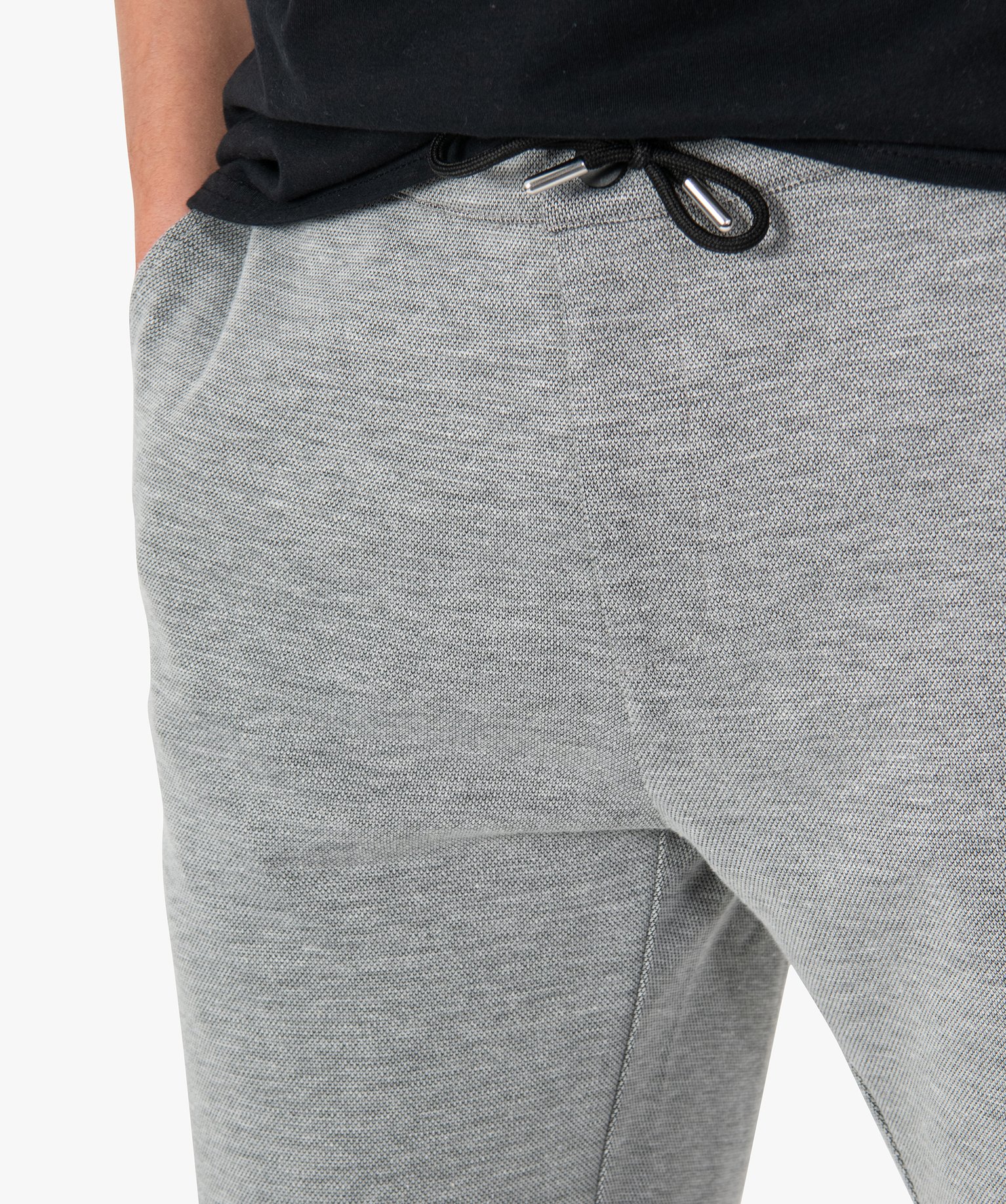 Bermuda homme en maille chinée et taille élastiquée blanc | GEMO