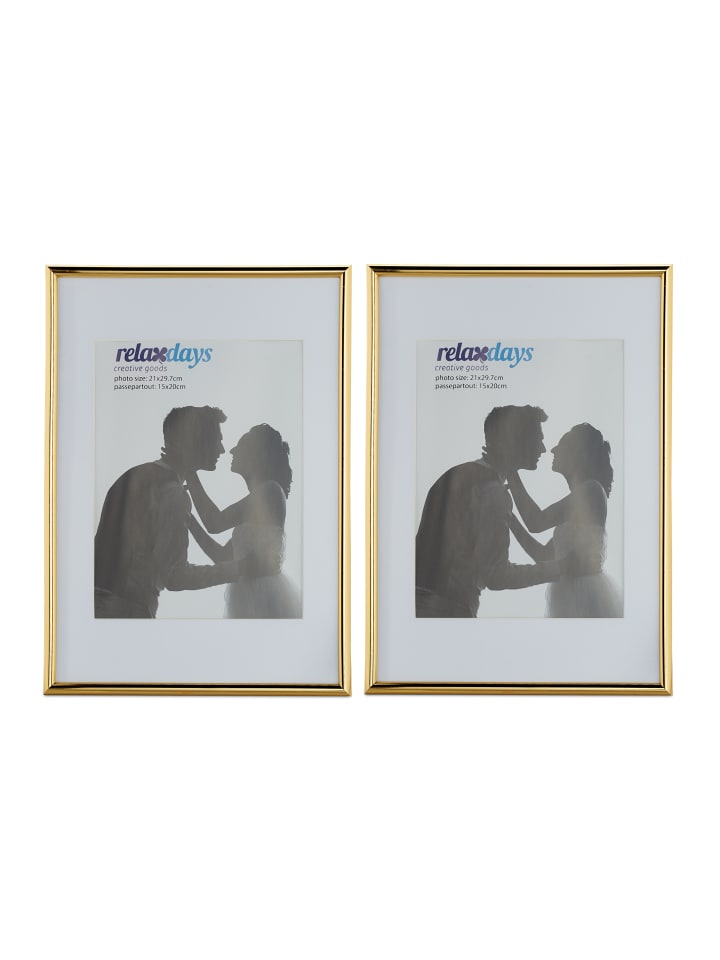 relaxdays 2x Bilderrahmen A4 in Gold günstig kaufen onesize