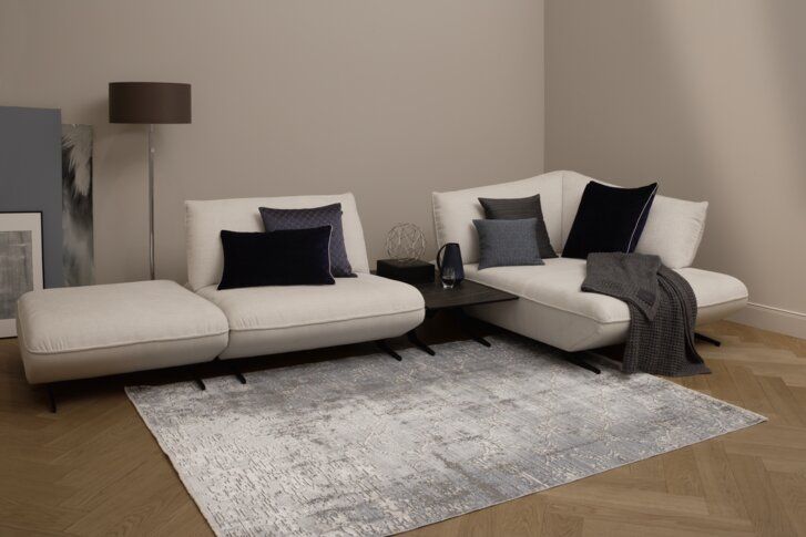 Joop! Webteppich Faded Cornflower Silber 170 x 240 cm