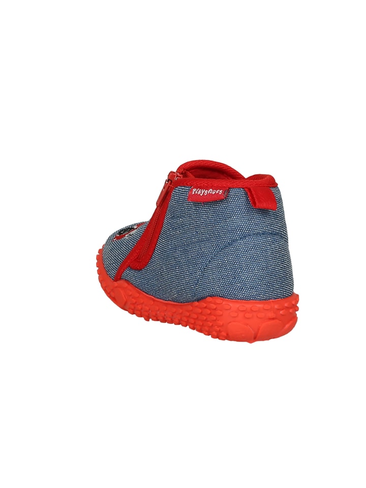 Playshoes Hausschuh Feuerwehr in Jeansblau günstig kaufen