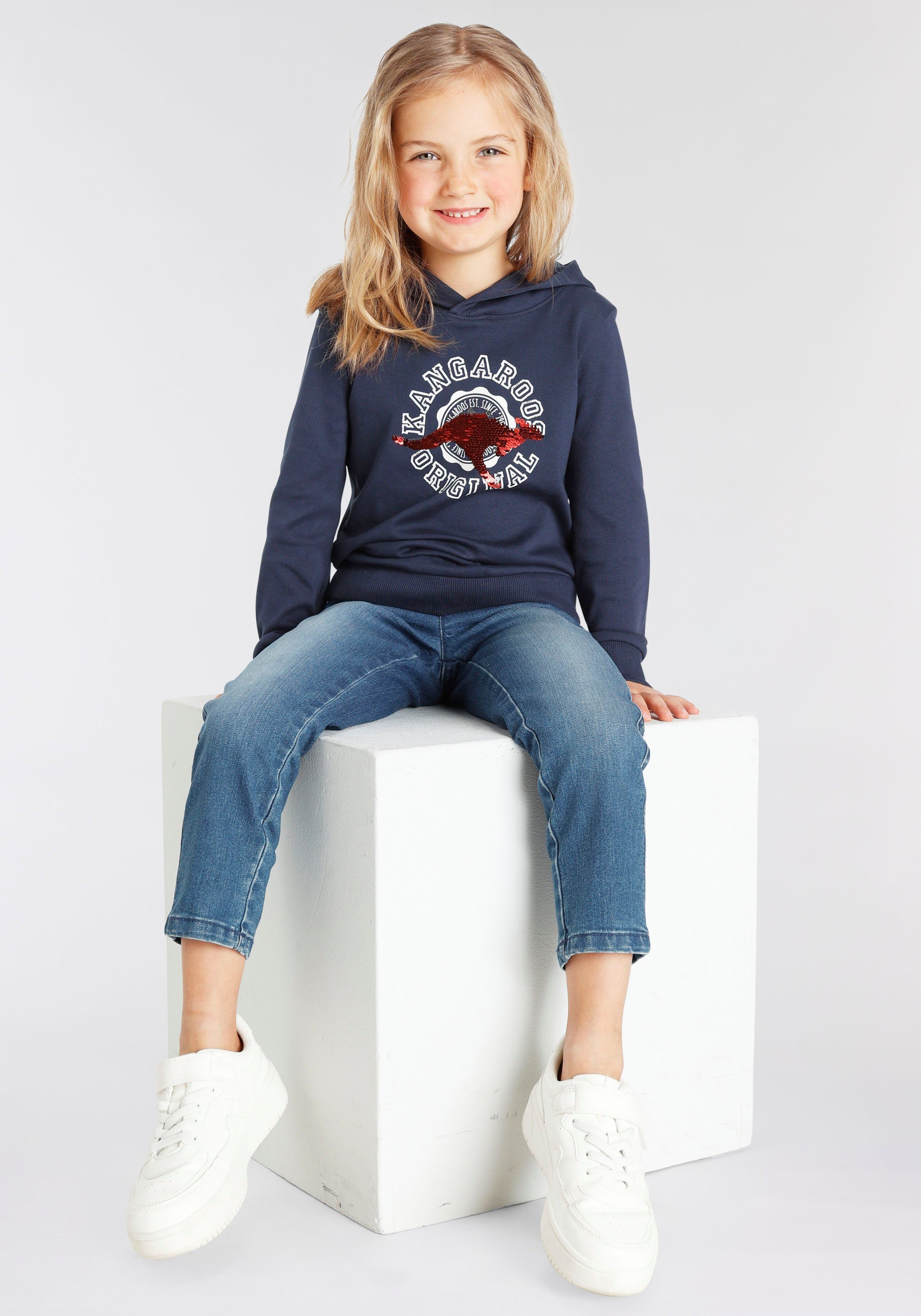KangaROOS Kapuzensweatshirt aus Interlock-Material mit Wendepailletten