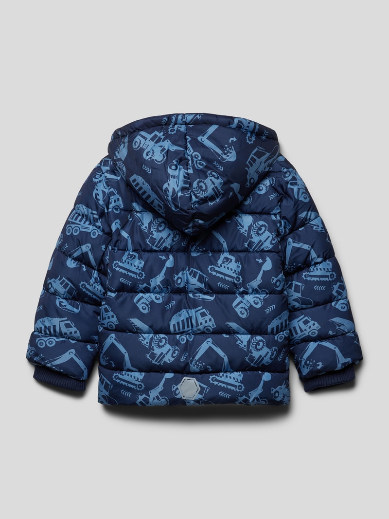 Steppjacke mit Allover-Muster in blau