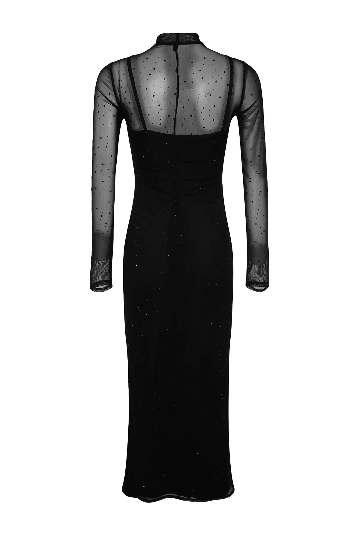 Trendyol Collection  Limitiertes schwarzes Tüllkleid mit glänzendem Stein TPRAW24EL00208