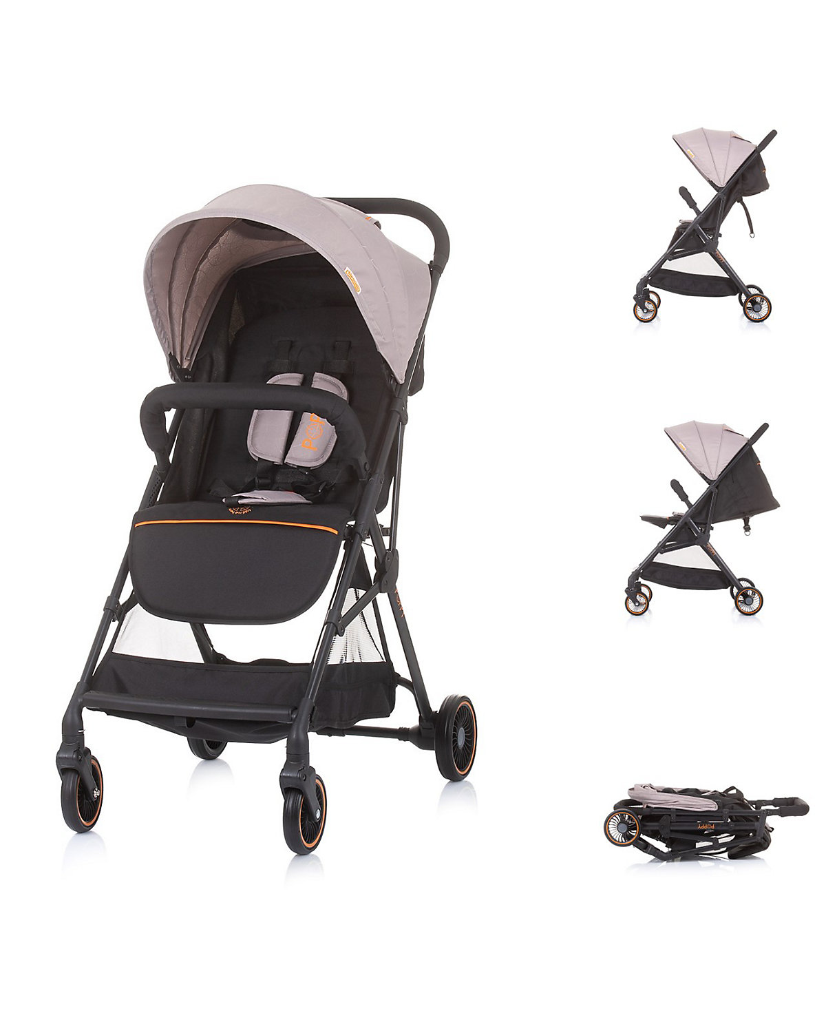 Kinderwagen, Buggy Poppy zusammenklappbar Korb Sonnendach 5-Punkt-Gurt Buggys