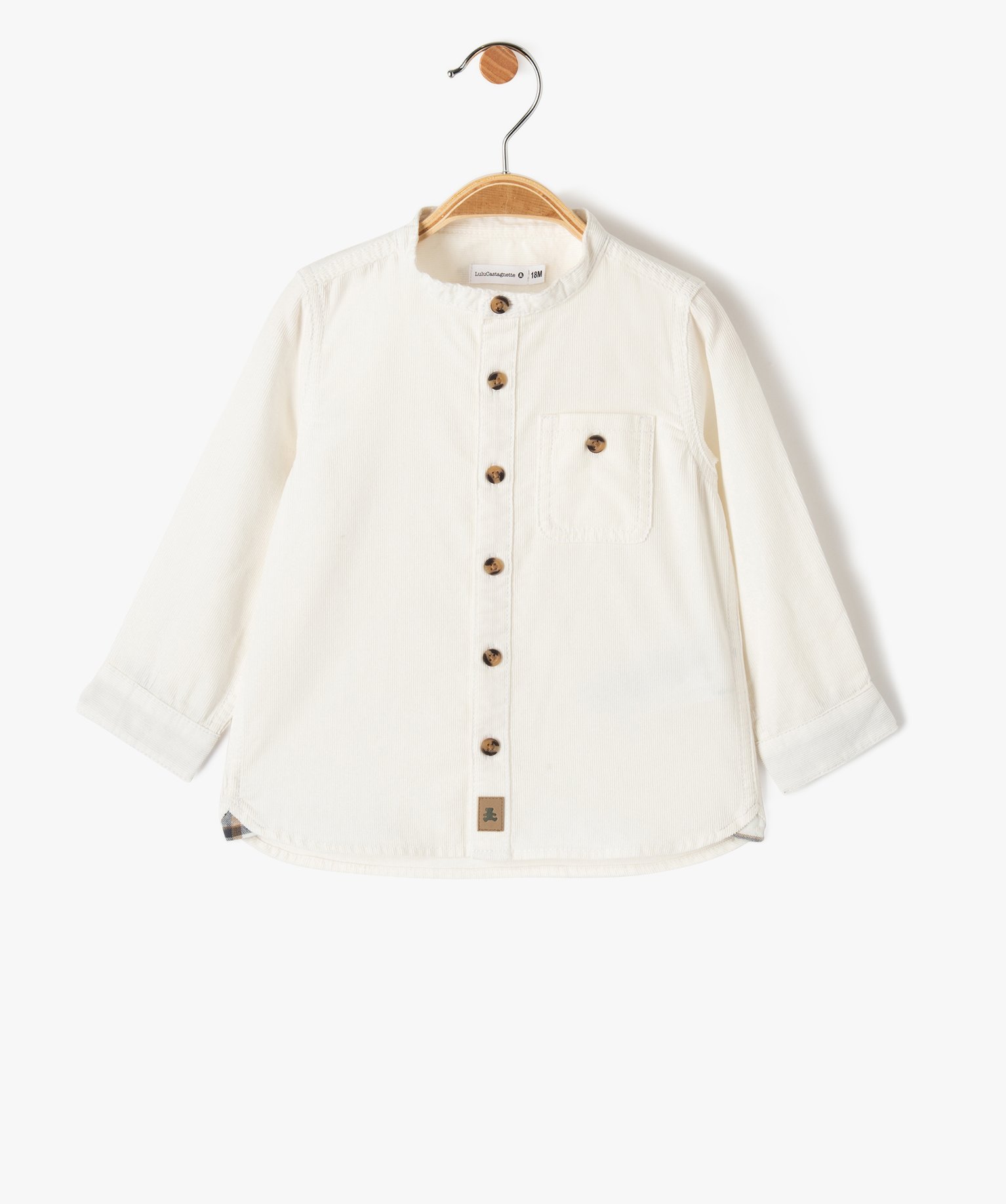 Chemise bébé Garçon à manches longues et col mao en velo... ecru | GEMO
