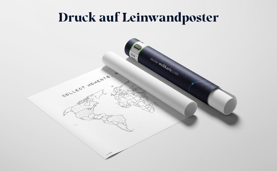 mw Leinwandbild Meine Weltkarte: Markiere deine bereisten Orte - handmade in Germany
