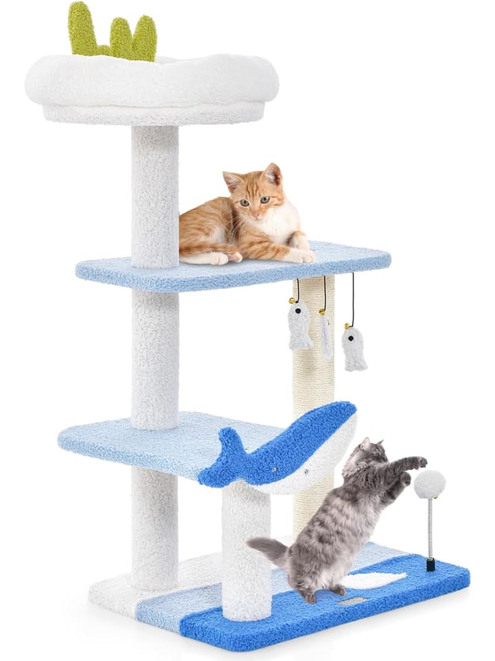 COSTWAY Kratzbaum 4-stöckig in Blau günstig kaufen onesize
