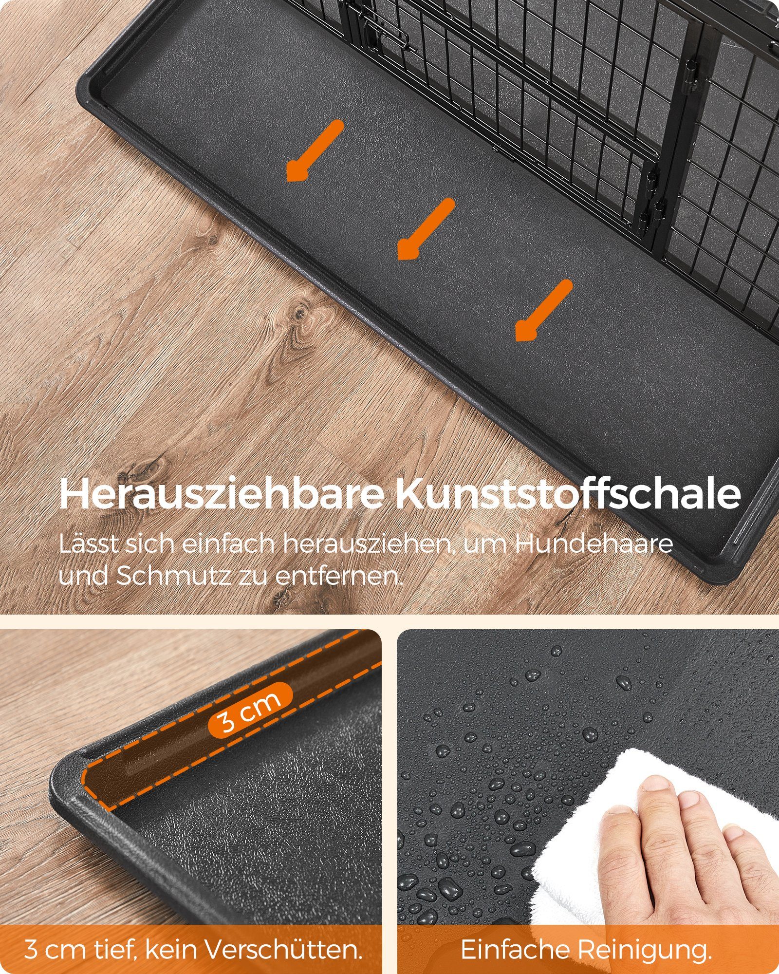 FEANDREA Hundekäfig, Hundebox L/XL Doppeltür vielseitig einsetzbar