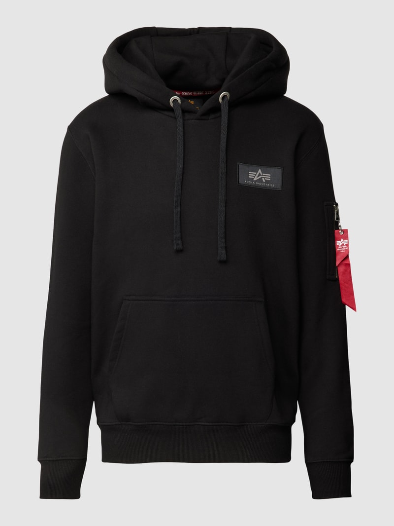 Hoodie mit Label-Applikation Modell 'Camo' in schwarz