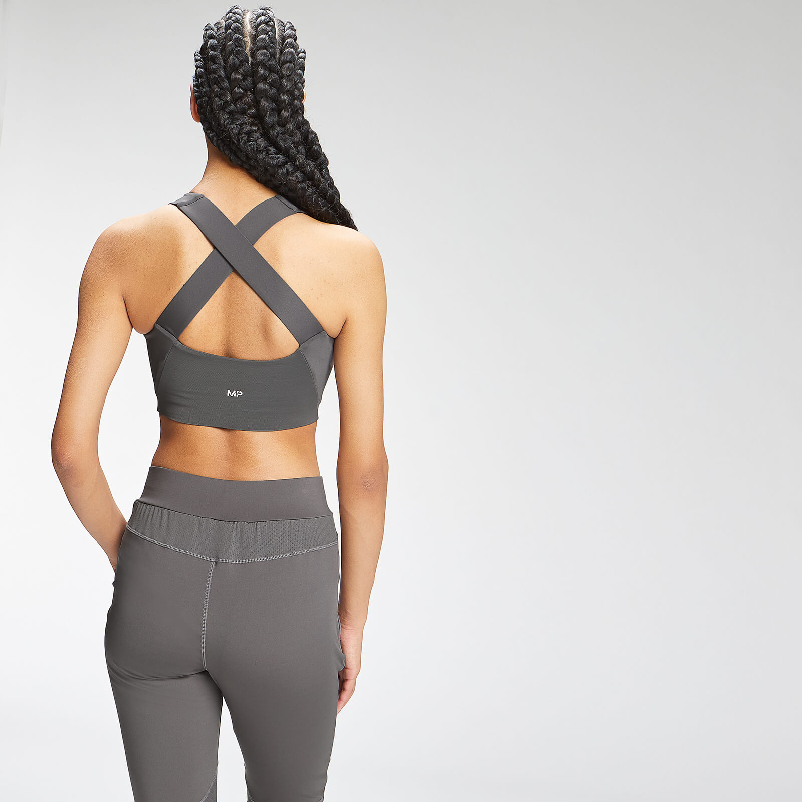 Brassière de sport à dos croisé Repreve® MP Tempo pour femmes – Carbone