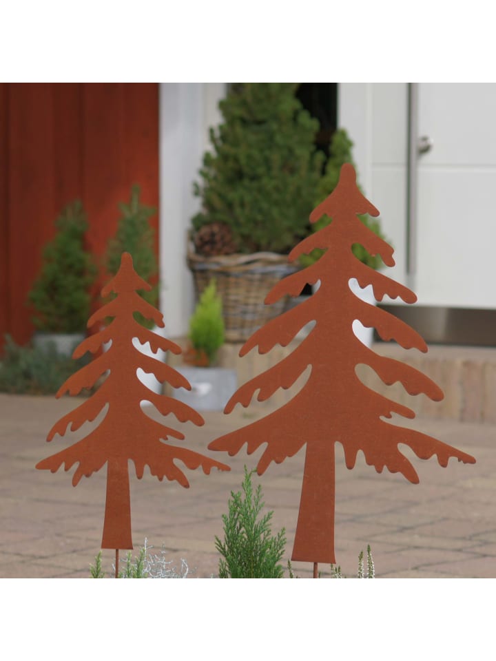 UNUS 2er Set Gartenstecker Rost Tannenbaum in Braun günstig kaufen onesize