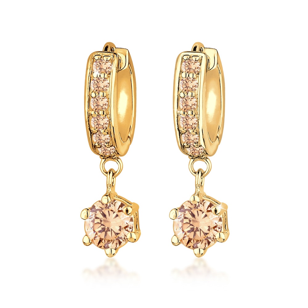Elli Elli Boucles d'Oreilles Créoles Pendentif Scintillant avec des Cristaux Zircone B Boucles d'oreilles