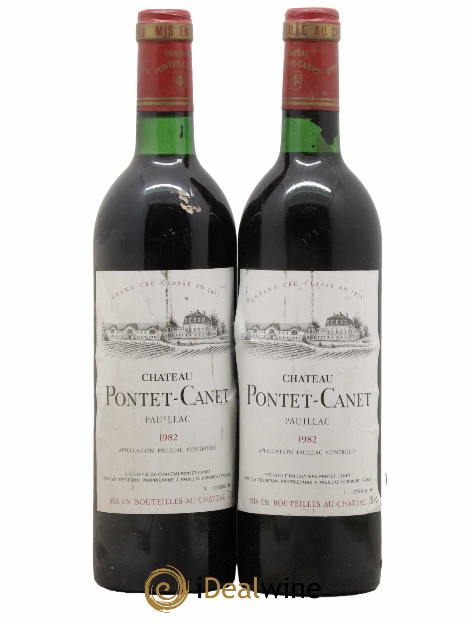 Château Pontet Canet 5ème Grand Cru Classé  1982 - Lot de 2 Bouteilles