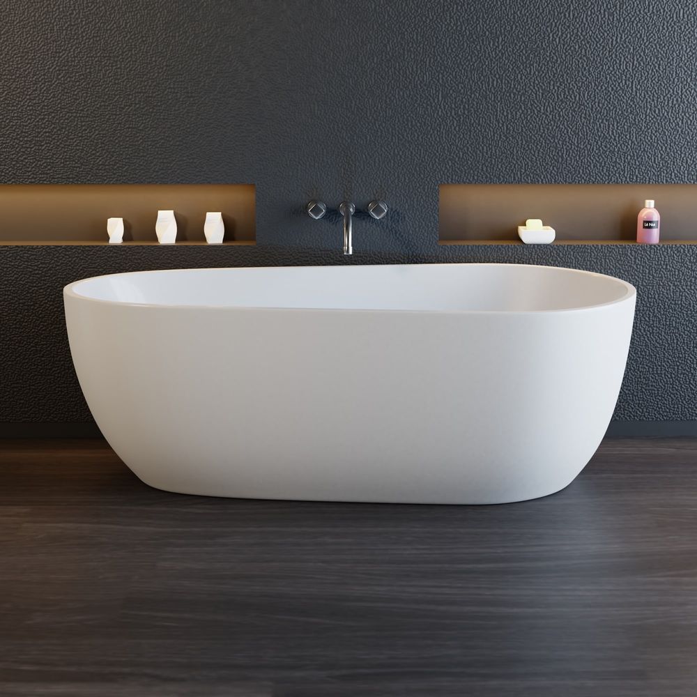 TroniTechnik Freistehende Badewanne Acrylbadewanne Standbadewanne Dia 170cm x 80cm x 58cm