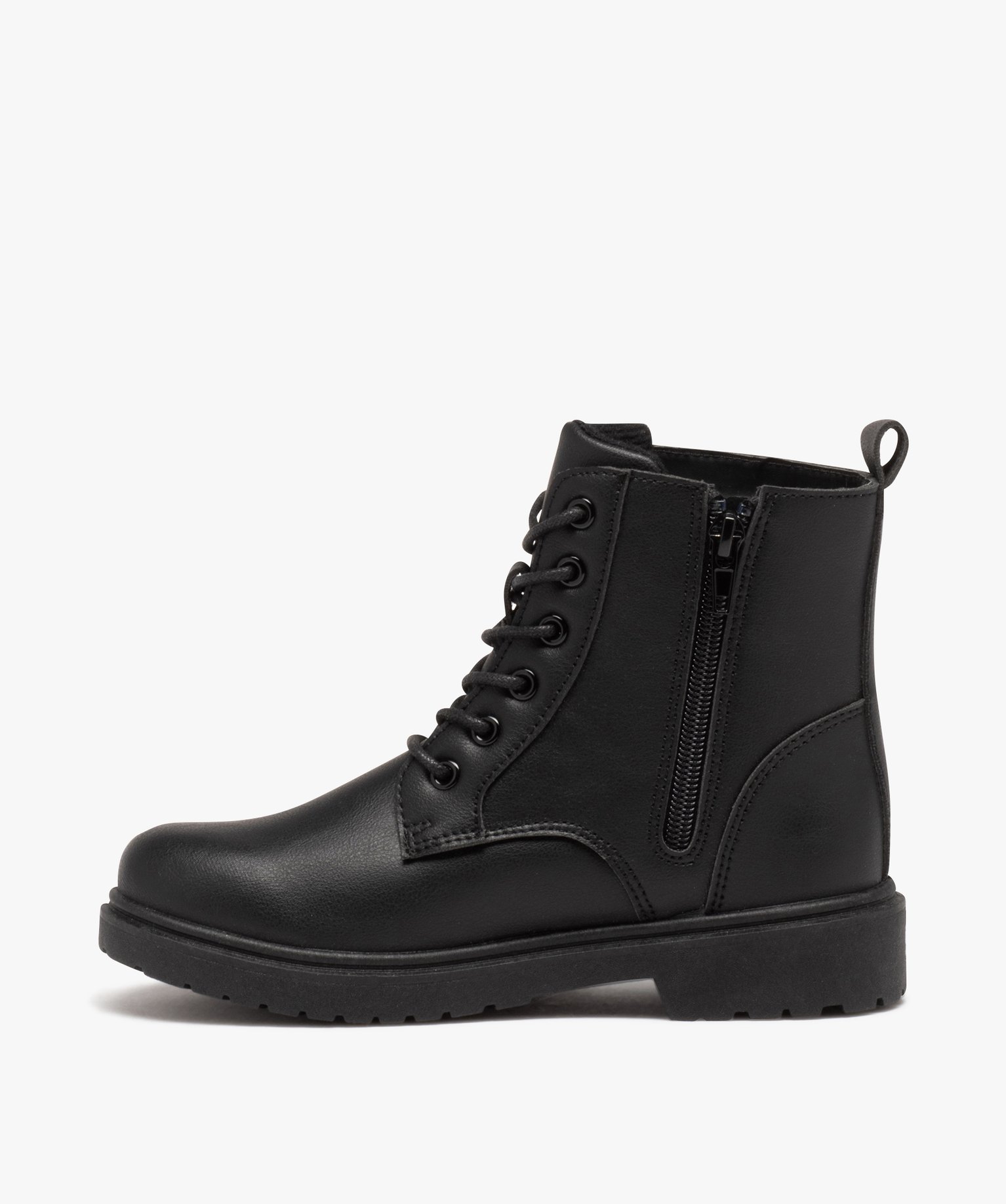 Boots à lacets et semelle crantée fille noir | GEMO
