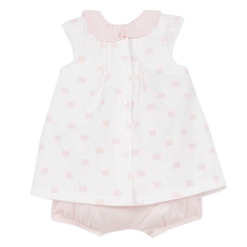 Ensemble bloomer rose satin et coton naissance Absorba