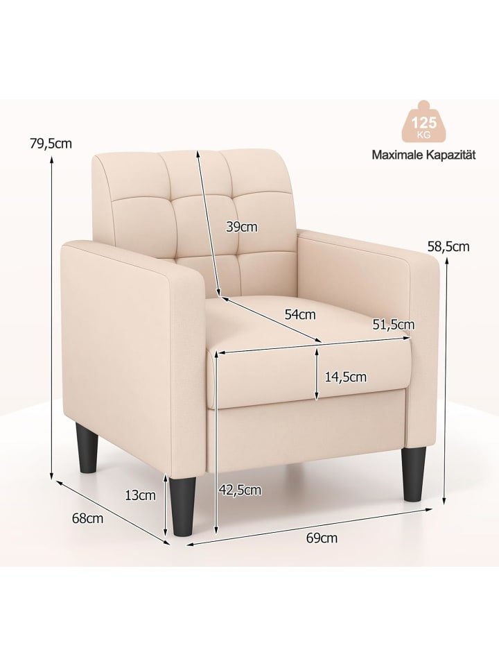 COSTWAY Relaxsessel aus Samt in Beige günstig kaufen onesize