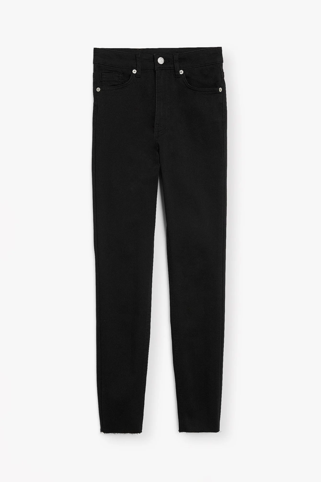 Skinny-Jeans mit hoher Taille und rohem Saum