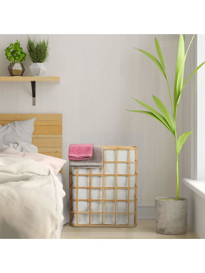 relaxdays Wäschekorb in Natur/ Beige - (B)51 x (H)59 x (T)32 cm günstig kaufen onesize