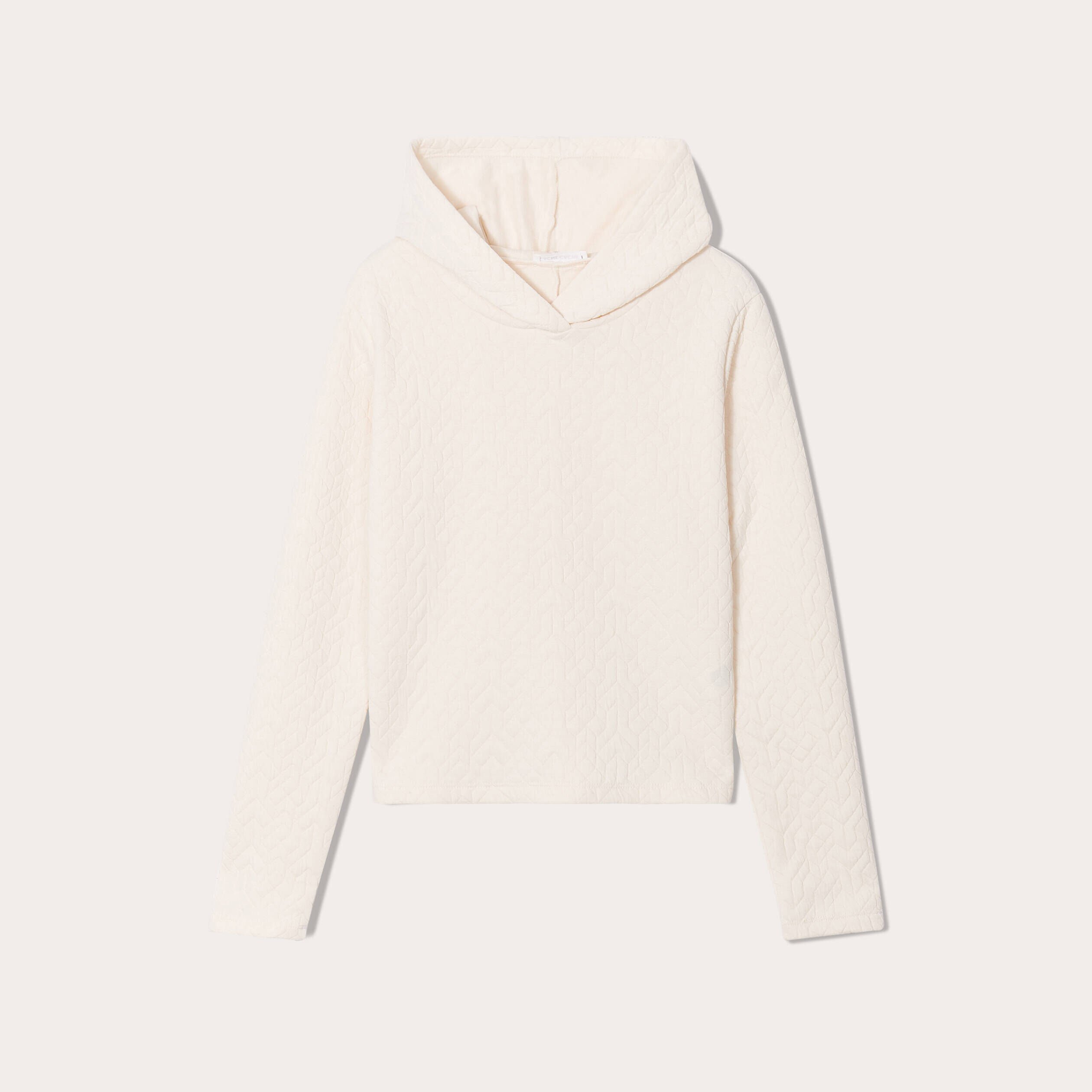 Sweat à capuche matelassé ecru femme | Cache Cache