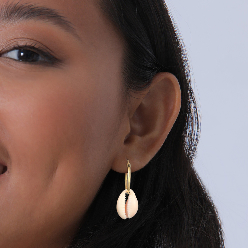 Elli Elli Boucles d'Oreilles Femmes Créoles Tendance avec coquillage cauri en argent s Boucles d'oreilles