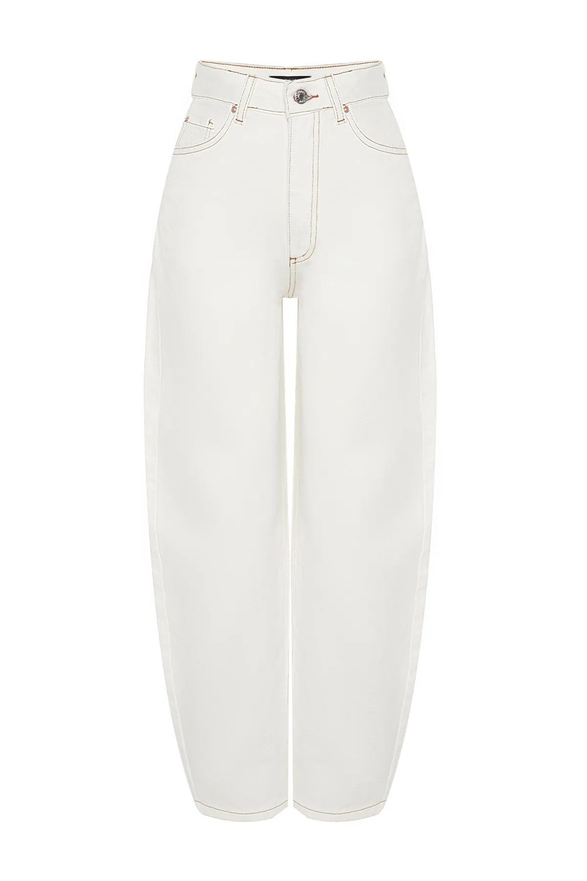 Trendyol Collection  Weiße Barrel-Jeans mit hoher Taille TWOSS23JE00295