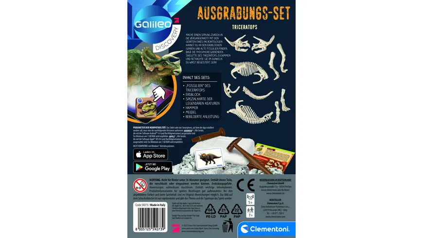 Clementoni - Galileo - Ausgrabungs-Set Triceratops
