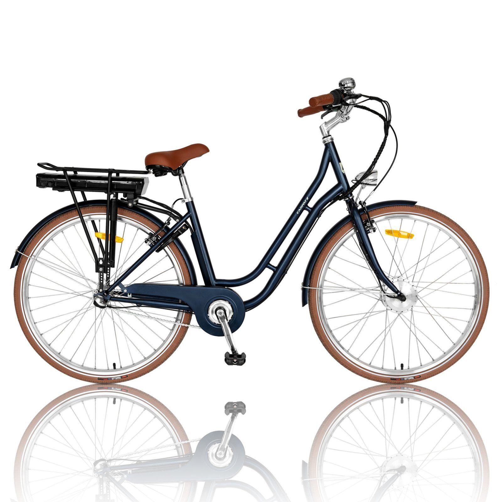 CARPAT SPORT E-Bike 28 Zoll E-bike citybike Damen Herren, 3 Gang Shimano Nexus Schaltwerk, Kettenschaltung, Frontmotor, 374,40 Wh Batterie, (mit akku-ladegerat, mit Werkzeung, mit Dreiecktasche), Elektrofahrrad Pedelec E-Cityrad, LCD Display