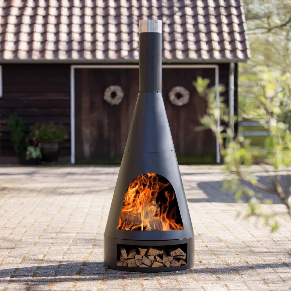 REDFIRE® Feuerstelle Gartenofen Kingston 43 x 120 cm Stahl Mattschwarz