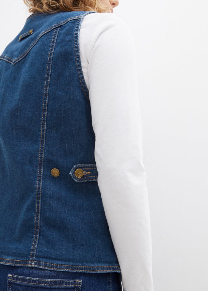 Jeans-Weste mit setilichem Smock