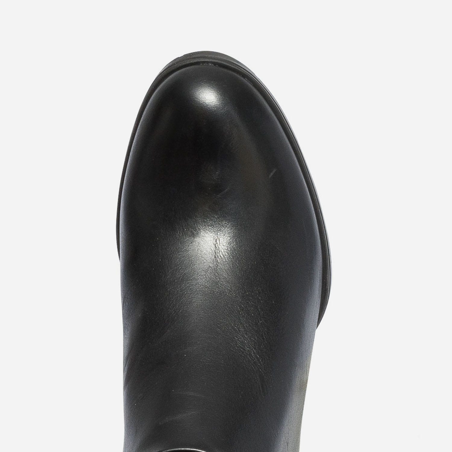 Botte noire en cuir pour mollet fin