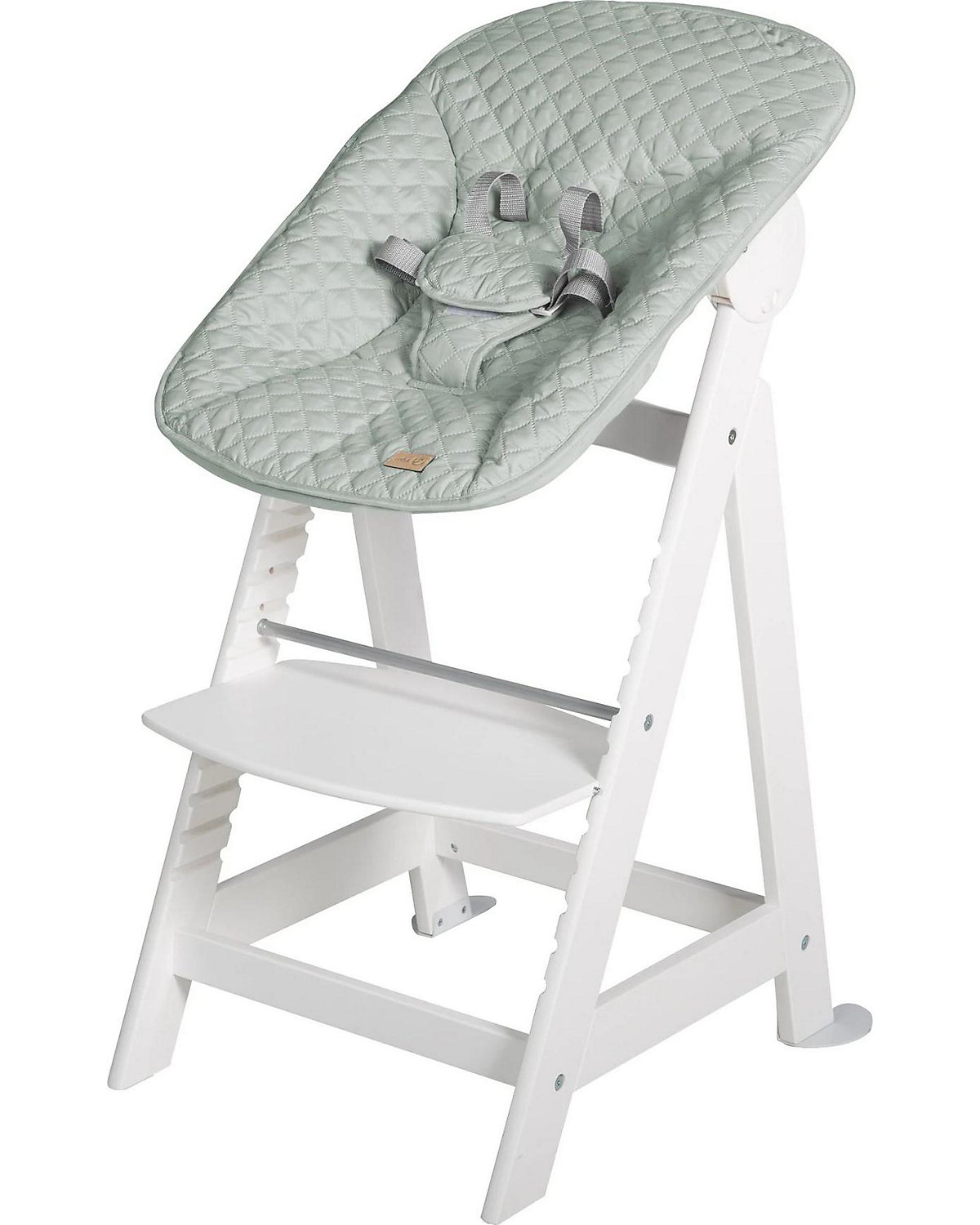 Treppenhochstuhl 'Born Up' Set 2in1, weiß, mit Liegefunktion/ -aufsatz 'roba Style' frosty green