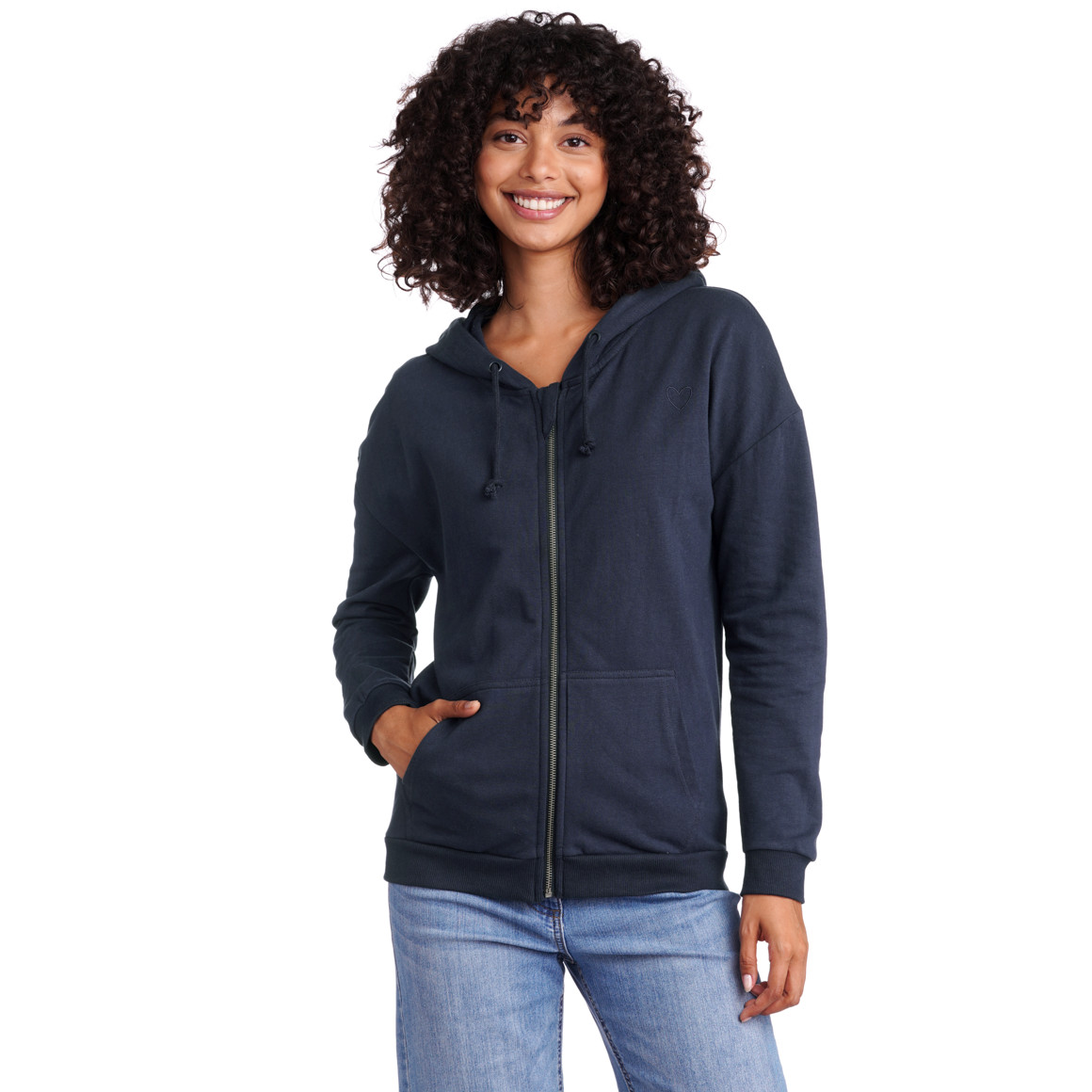 2 Damen Sweatjacken mit Herz-Stickerei